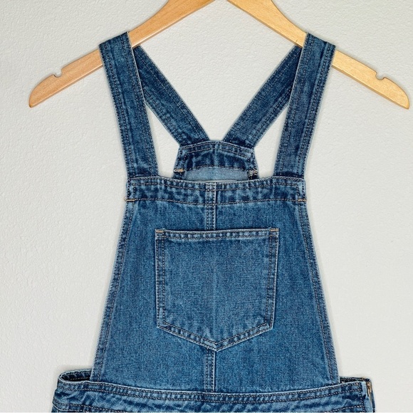Y2K Denim Overall Mini Dress 90s Pinafore Jumper Skirt Blue Jean | Size 4 - Picture 3 of 9